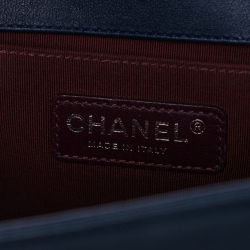 Like NEW! CHANEL BOY BAG WILD STITCH SUEDE LIKE VELVET TWEED LIKE IN NAVY BLUE! - Picture 5 of 16